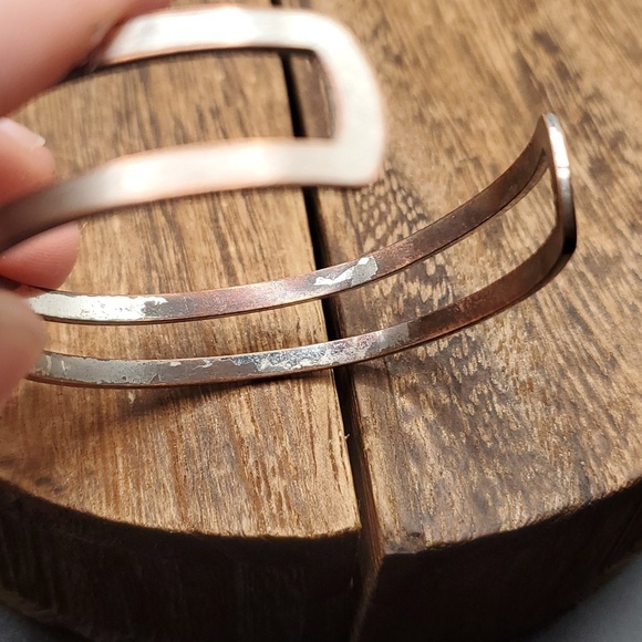B2734 copper covered with liquid‎ silver antique cuff bracelet